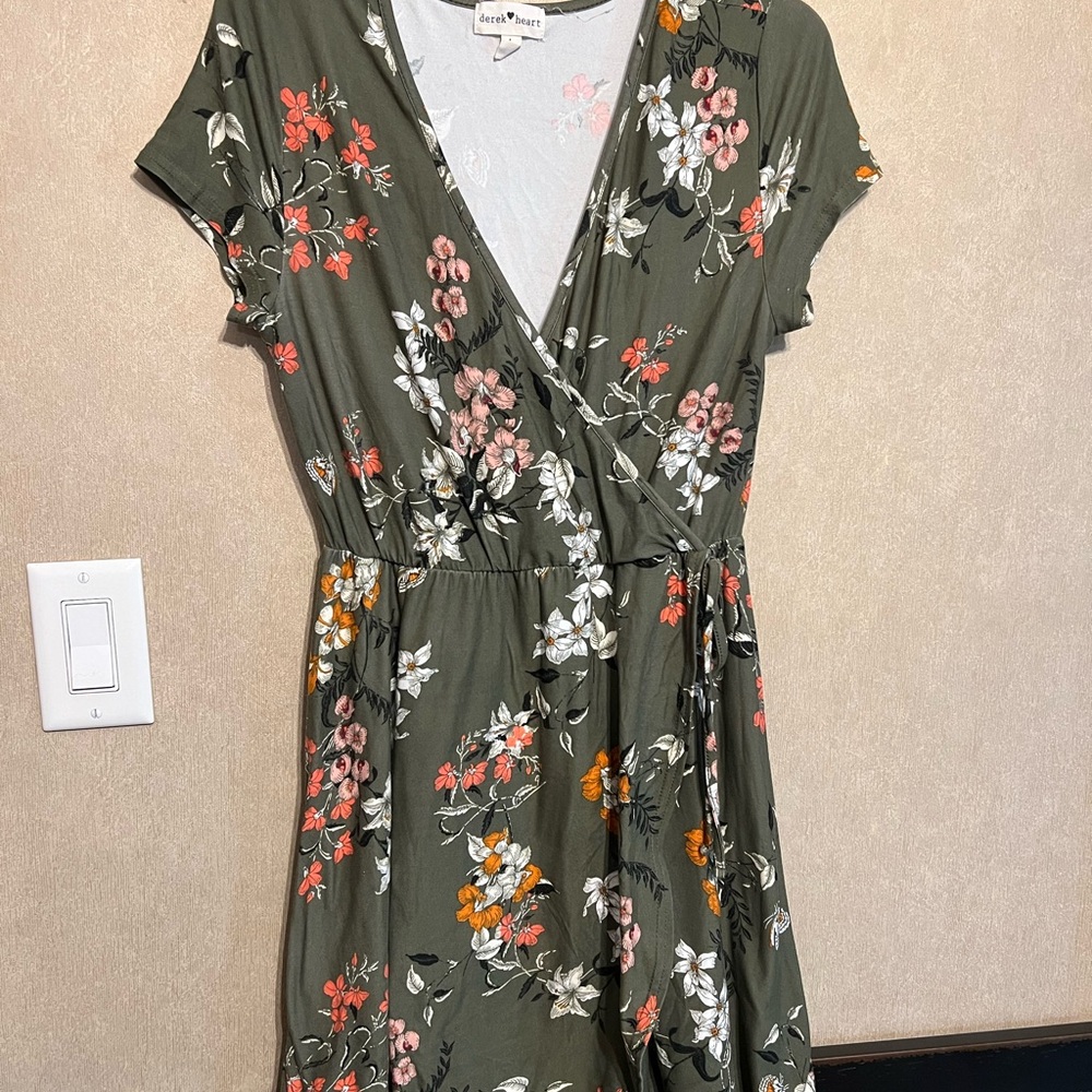 Derek Heart Orange Wrap Tie Front Sundress